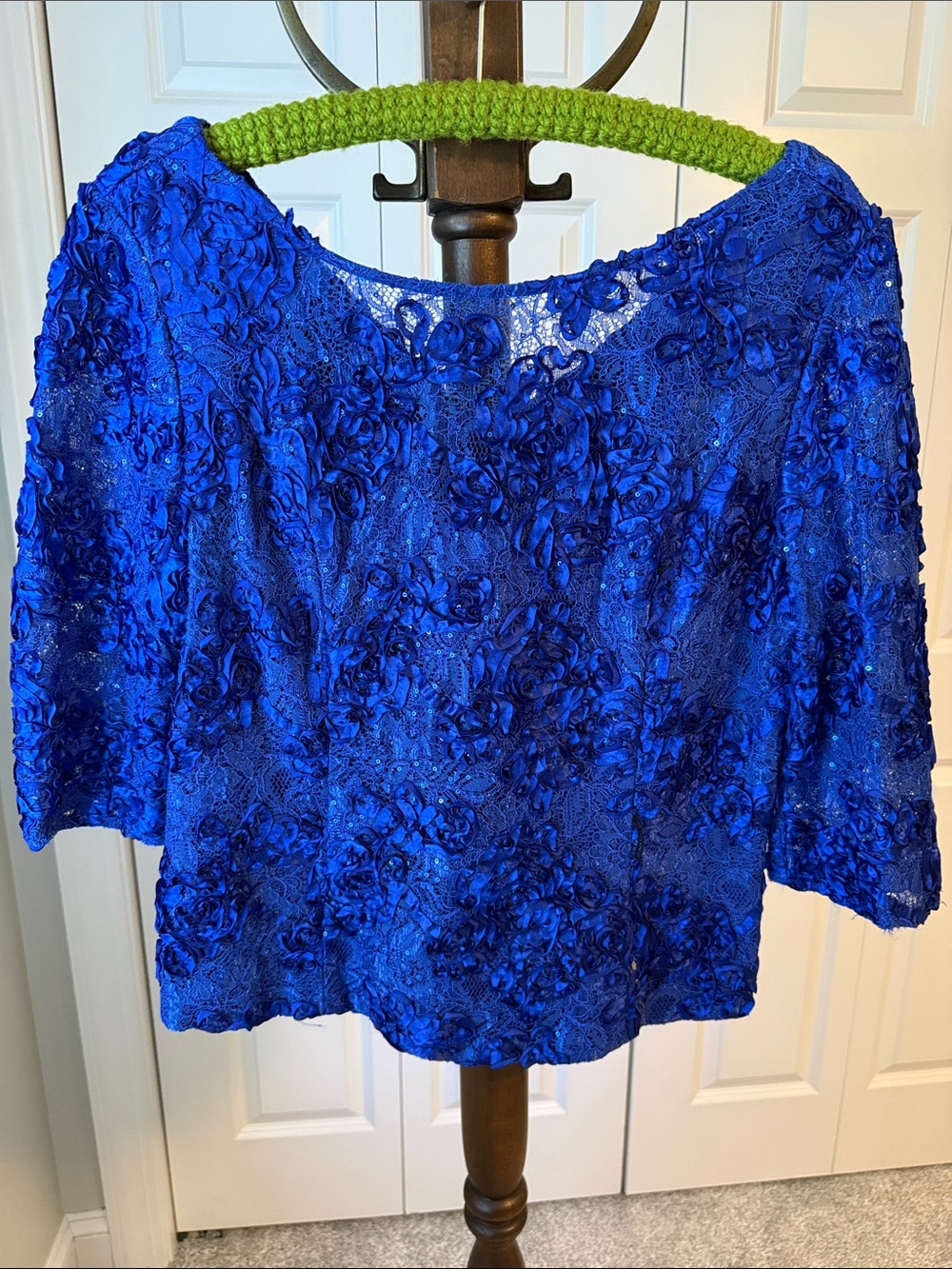 Alex Evenings Royal Blue Lace Embellished Blouse